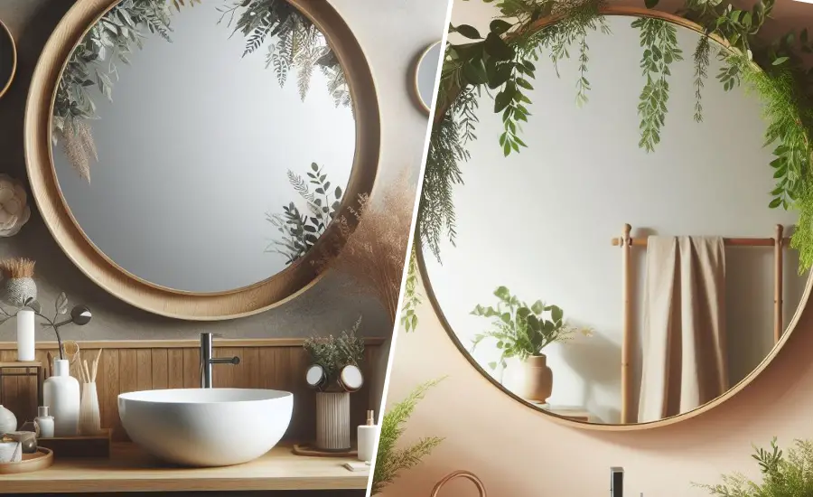 Decorate Round Mirror In The Bathroom