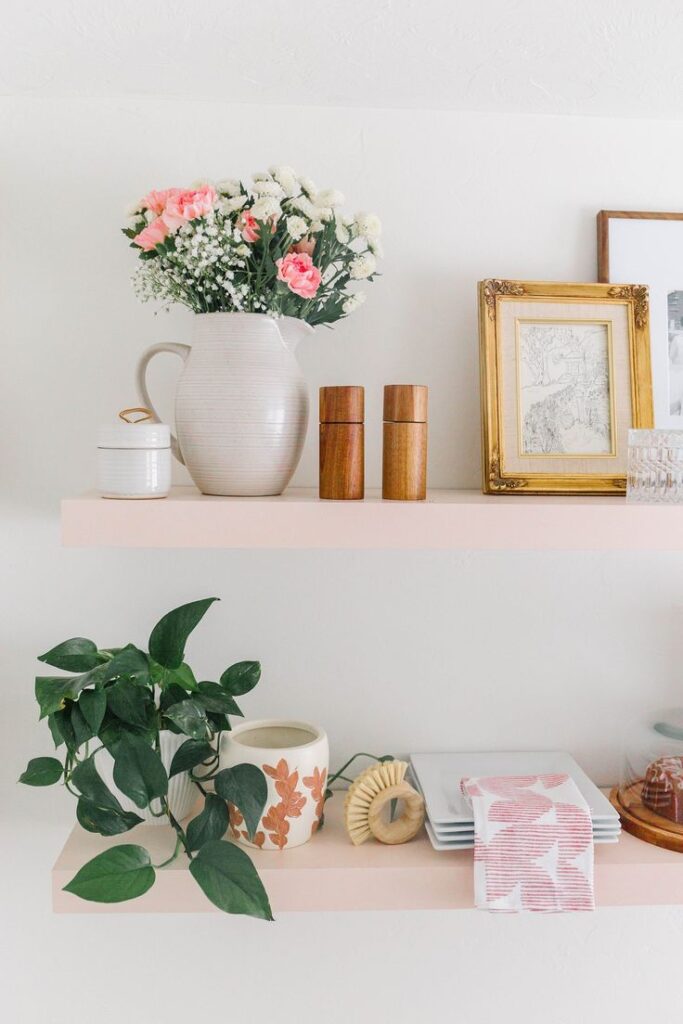 Pink Painted Floating Shelf