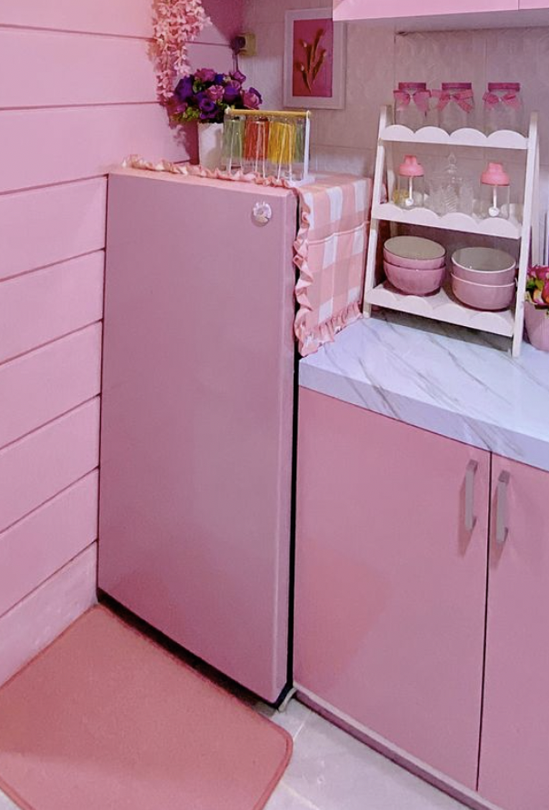 Pink Refrigerator & Bowl