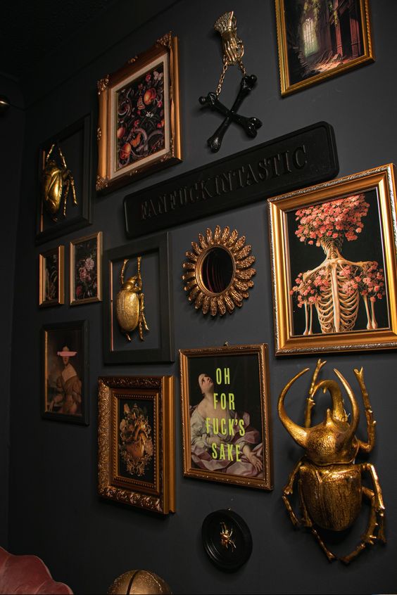 Add Black Walls with Gold Frame