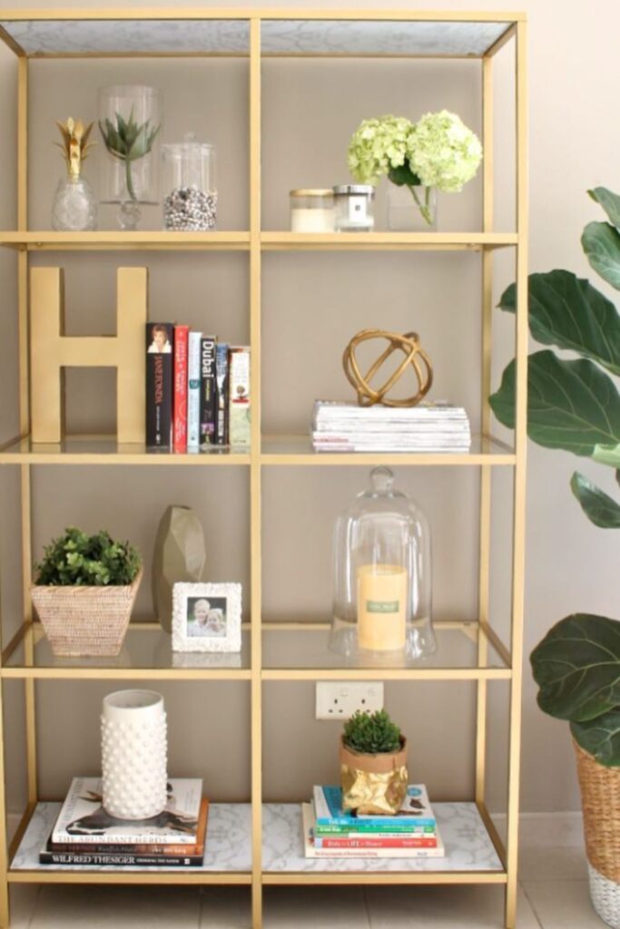 Gold and Black Bookshelves